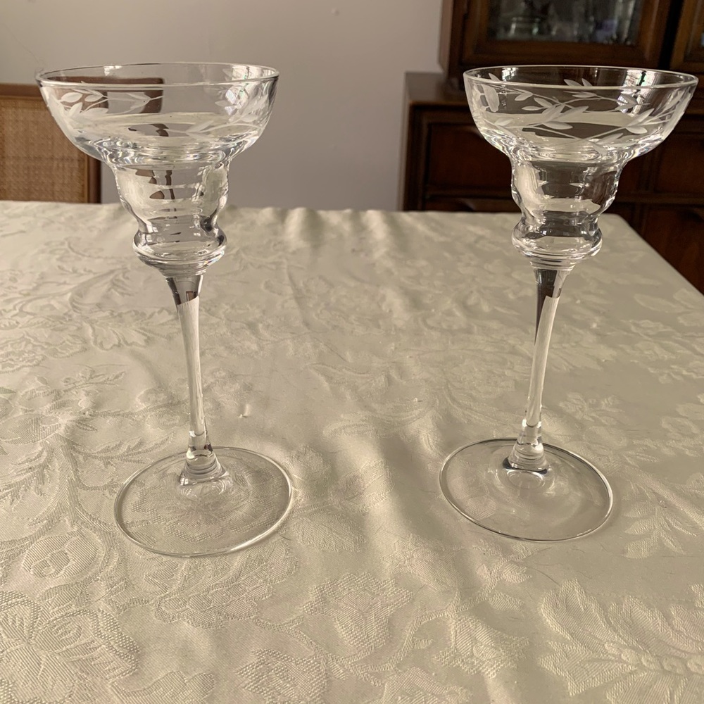 Princess House hand cut candleholders.